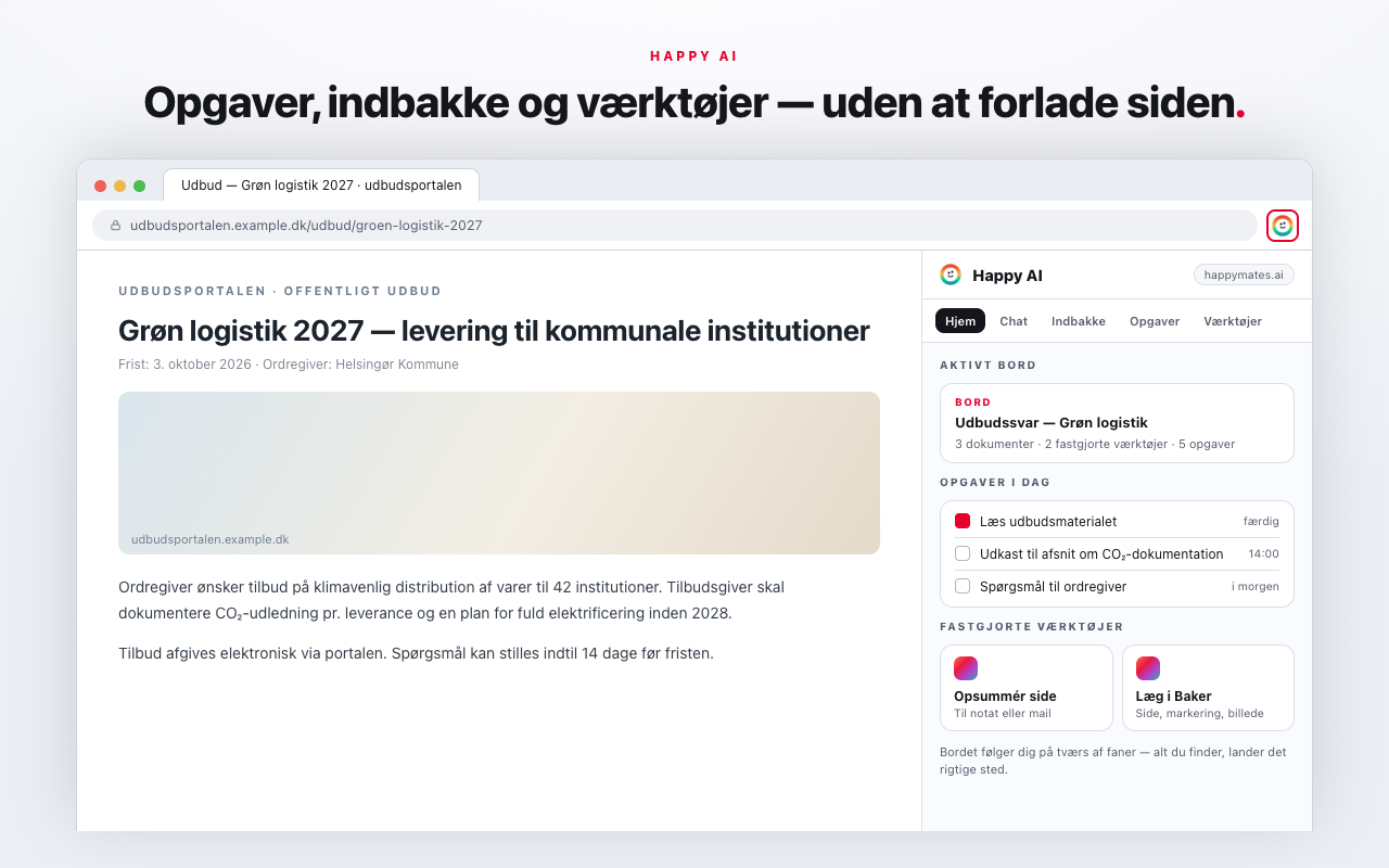 Opgaver og indbakke i sidepanelet
